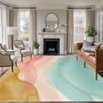 thumbnail image 1 of Teal Pink Yellow Ombre Area Rugs 6'x9', Washable Small Throw Rugs for Kitchen Dining room, Summer Beach Coastal Gradient Indoor Outdoor Rug Non-Slip Low Pile Carpet Runner Reversible Floor Mats, 1 of 8