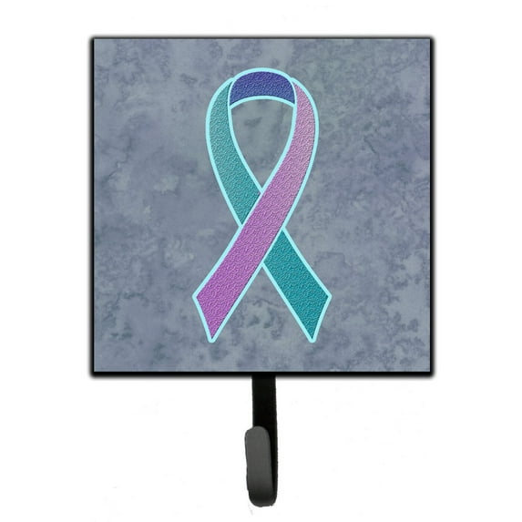 Teal Pink and Blue Ribbon for Thyroid Cancer Awareness Leash or Key Holder