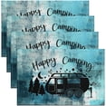 thumbnail image 1 of Teal Placemats for Kids Teens Youth,Retro Happy Camping Place Mats Set of 4,Grunge Turquoise and Grey Watercolor Table Mats 12x18,Ombre Camper Truck Art Placemats Indoor Outdoor Home Party Decor, 1 of 1