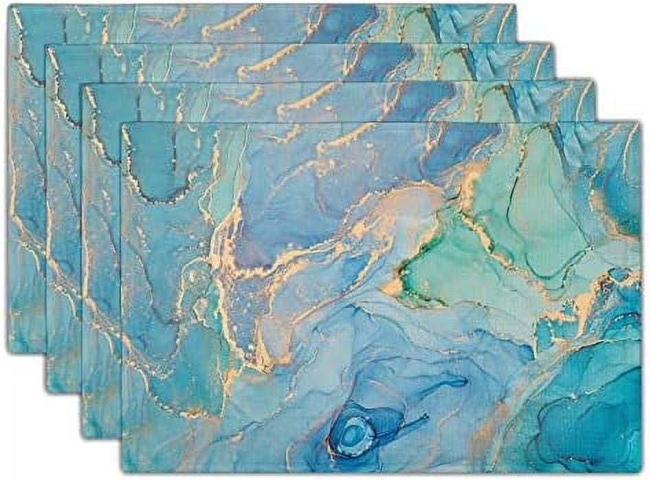 Teal Placemats Set of 4 Washable NonSlip Heat Resistant 12×18 Inch