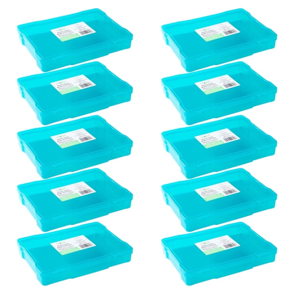 Teal Plastic Photo Storage Cases by Simply Tidy – Snap-Closure Polypropylene Cases for 5" x 7" Prints - 10 Pack