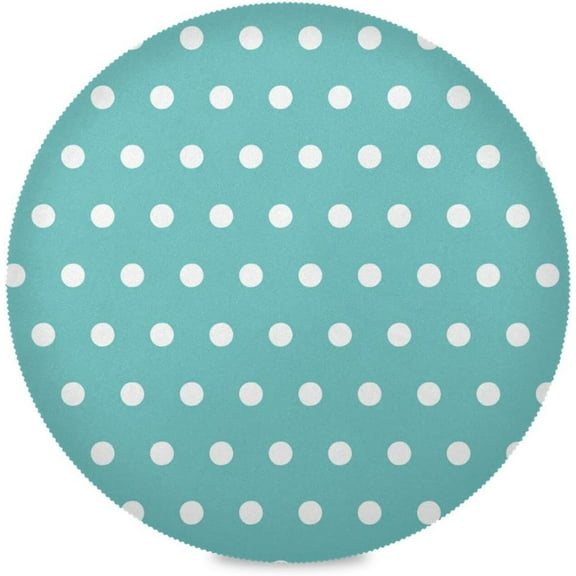 Teal Polka Dot, Elastic Fitted Edged Round Tablecloth Fade resistant Anti-Shrink Table Cloth Washable Table Cover for Indoor or Outdoor and anywhere you wanna use it 60"X 60"