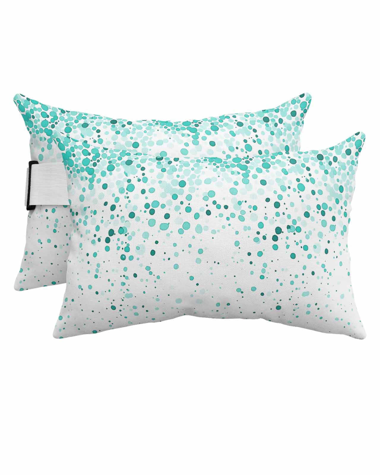 CXMEIFLY Teal Polka Dot Pillow Covers - Set Of 2, 22x22 Inch, Polyester Linen, Boho Home Decor
