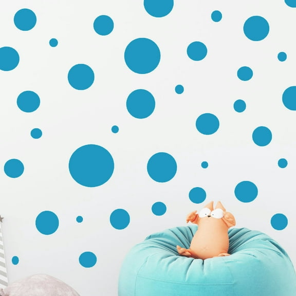 Teal Polka Dot Wall Decals Decor Circles Kids Room Stickers (63) Dots 1-6.5