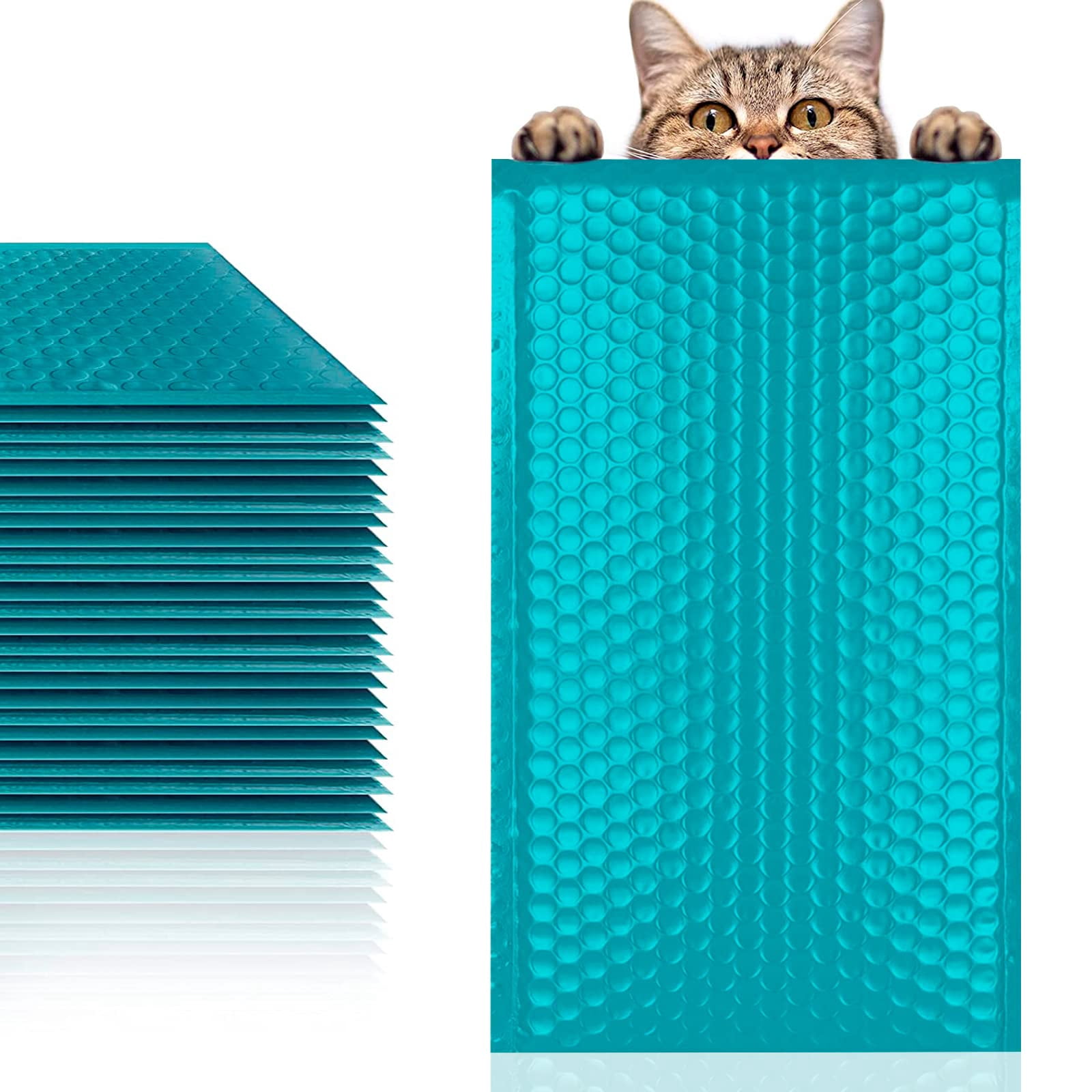Teal Poly Bubble Mailers Self Seal, 5 x 9 Inch. 25 Pack Bubble Packaging Envelopes for Shipping. Durable Sealed Mailing Envelopes Bubble Padded. Waterproof Bubble Bags for Shipping