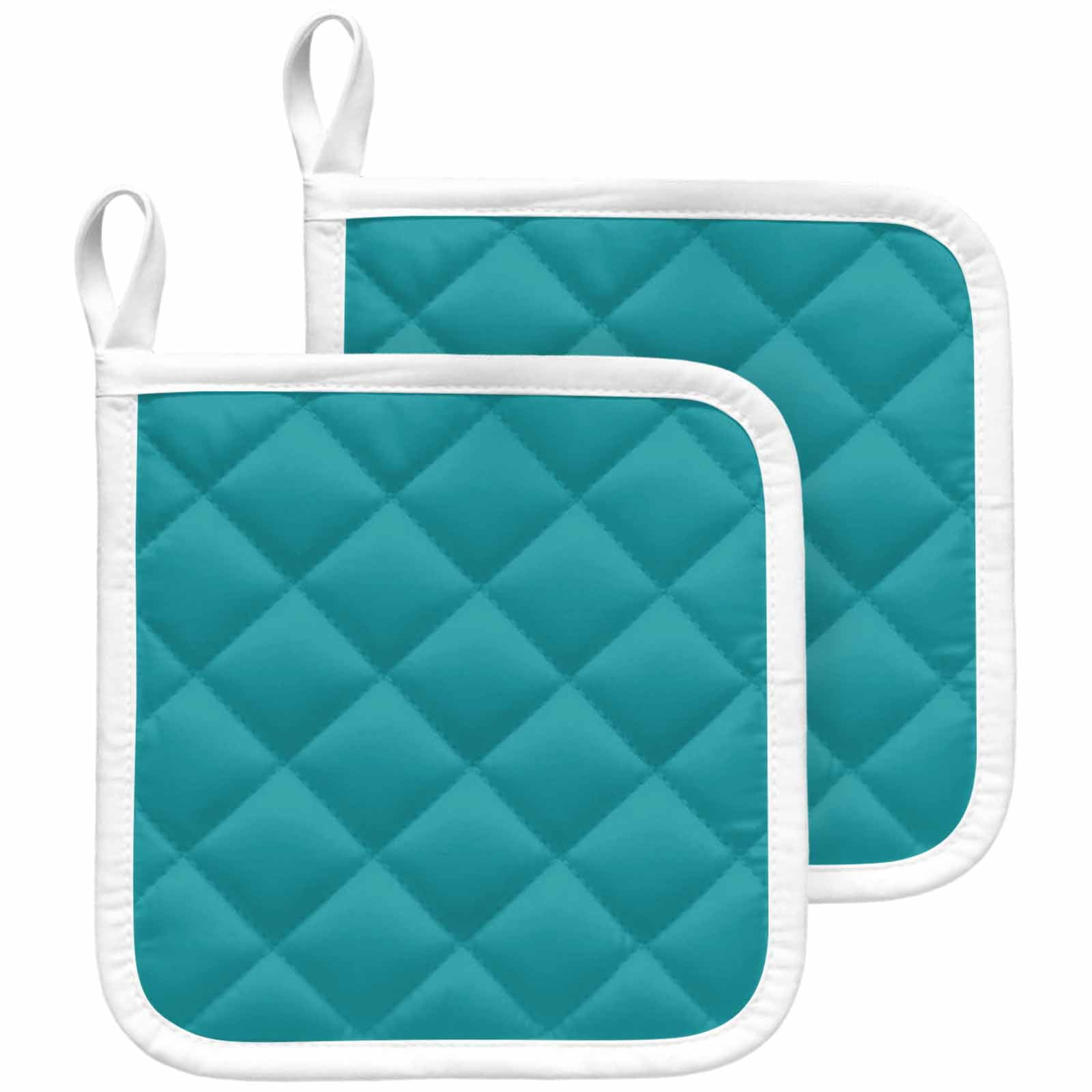 Teal Pot Holders for Kitchen Heatproof Potholder, 2 Pack Turquoise Pure Teal Hot Pads Multipurpose Oven Pads Cloth Potholders Trivet for Cooking and Baking