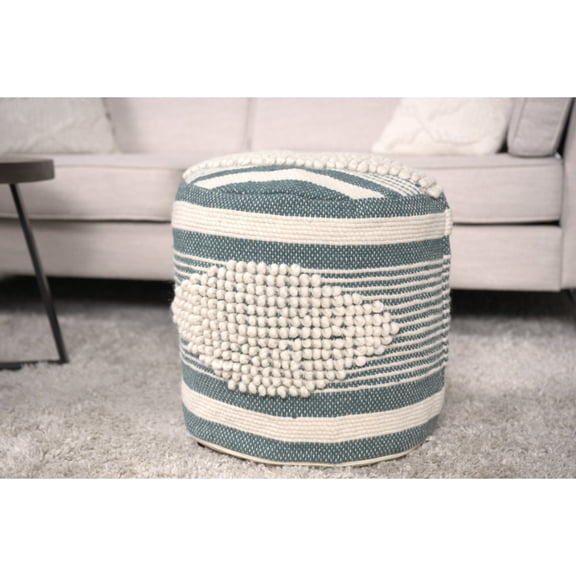 Teal Pouf | Can Be Used as a Footrest | Constructed from Durable Wool and Cotton | Supports Heavy Loads