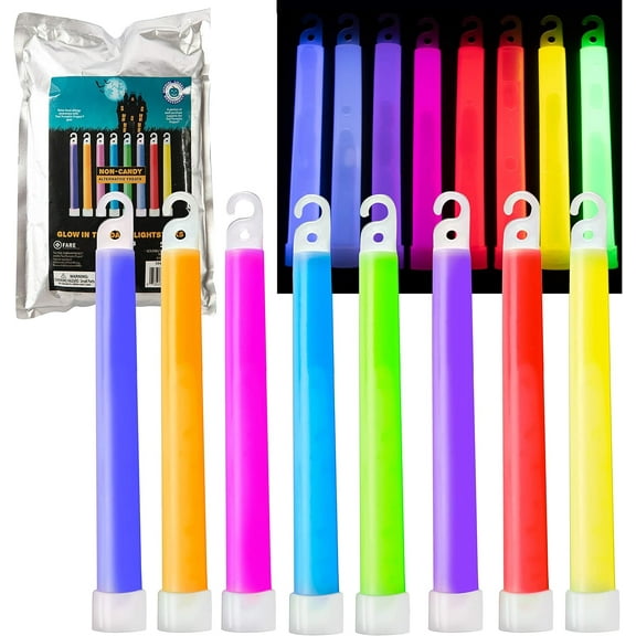 6" Glow Sticks (24 Pack)- Multicolor Necklace w Lanyards- 8 Colors- Ultra Bright Glow Sticks Party Pack, Perfect For Rave Dance Parties, Festivals & Party Favors- Extra Bright Neon with 10hr Duration