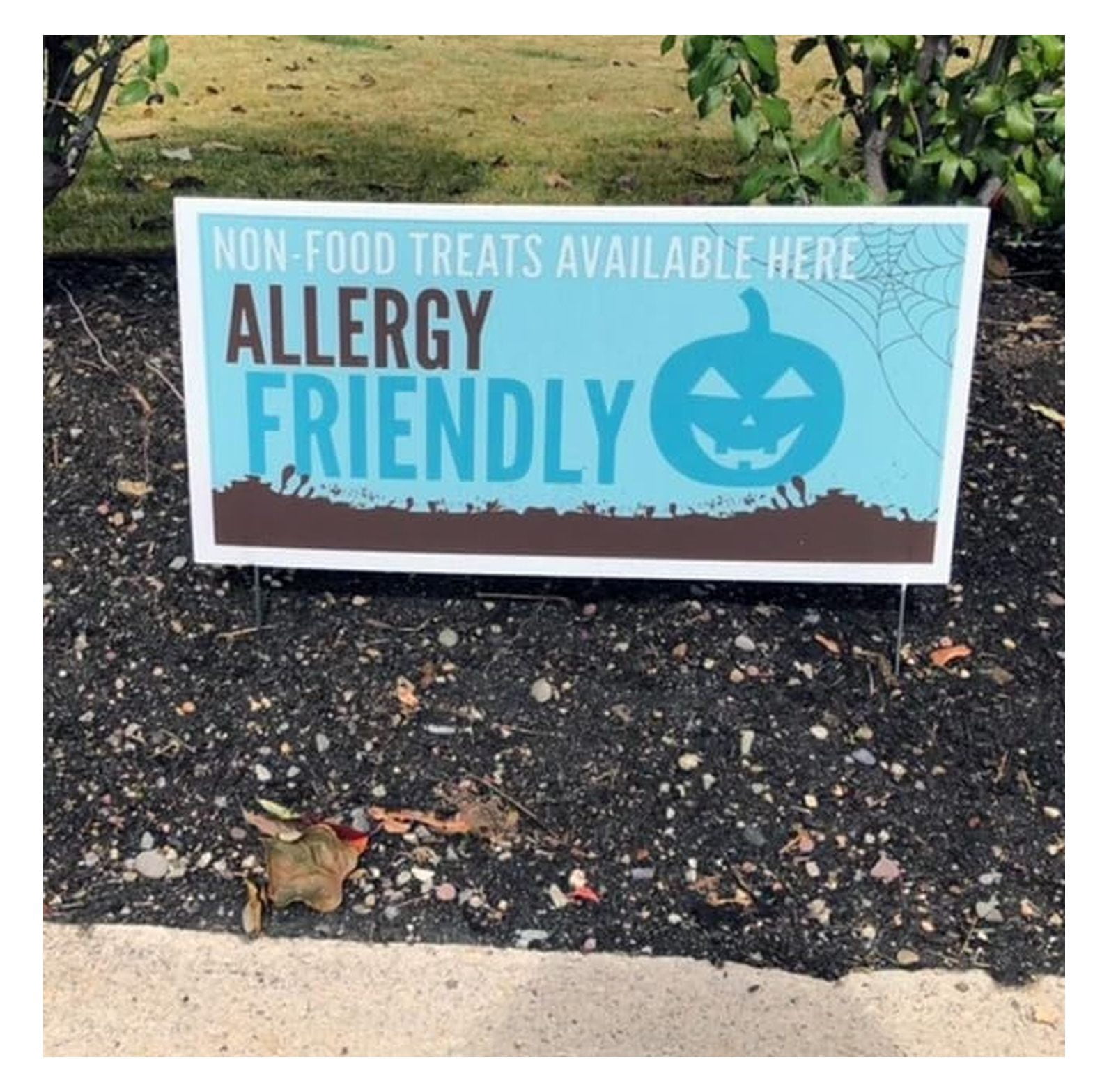 Teal Pumpkin Allergy Friendly Yard Sign - 12x24 inch - 2 Sided - Set of 2 with Stakes - Halloween Outdoor Decorations