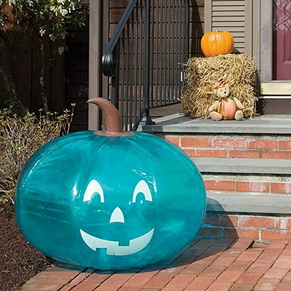 Teal Pumpkin Giant 35" Pumpkin Inflatable - XL Blow Up Indoor/Outdoor Jack O' Lantern Decor - Official Teal Pumpkin Project Gear - Outdoor Decoration