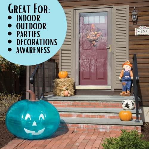 Teal Pumpkin Giant 35" Inflatable for Halloween Decorations - XL Blow Up Indoor/Outdoor Jack O Lantern Decor - Official Teal Pumpkin Project Gear -Fall Decorations, - Friendl