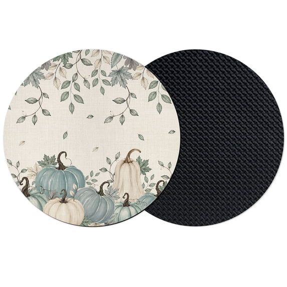 Teal Pumpkins Fall Coasters Set of 2, Absorbent Coasters for Drinks, Thanksgiving Rustic Autumn Leaves Coaster for Desk Coffee Table Protection, Home Decor House Warming Gifts 4"