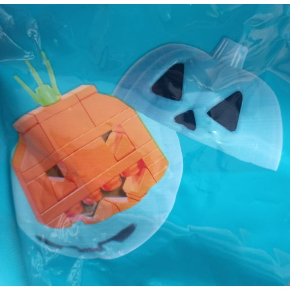 Teal Pumpkins Pre-Filled with Building Blocks Halloween Toys - 18 ct Plastic