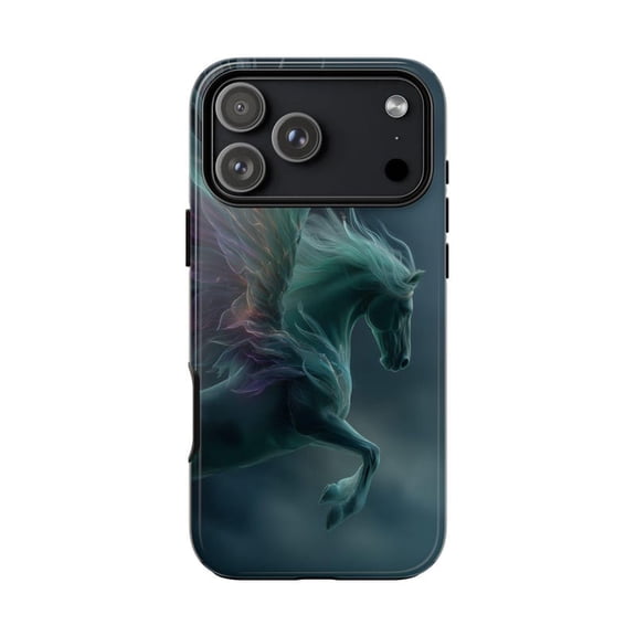 Teal Purple Aurora Pegasus Wings Tough Slim Phone Case with iPhone 17 to 11 Pro Max