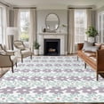 thumbnail image 1 of Teal Purple Floral Area Rugs 5'x7', Washable Small Throw Rugs for Laundry Room Playroom, Modern Abstract Art Spring Flowers Indoor Outdoor Rug Non-Slip Low Pile Carpet Runner Reversible Floor Mats, 1 of 8