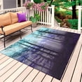 thumbnail image 1 of Teal Purple Forest Outdoor Rug for Patio/Deck/Porch, Non-Slip Large Area Rug 4 x 6 Ft, Vintage Foggy Woods Tree Indoor Outdoor Rugs Washable Area Rugs, Reversible Camping Rug Carpet Runner, 1 of 8
