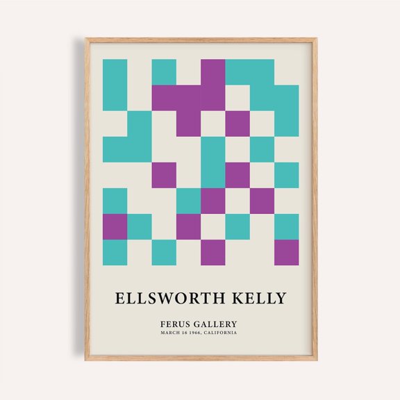 Teal Purple Geometric Block Abstract Poster, Unframed Paper Poster 11x14in