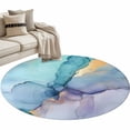 thumbnail image 1 of Teal Purple Marble Large Area Rugs for Bedroom Living Room, Soft Non Slip Carpet Bedside Rug, Modern Abstract Ink Painting Art Luxury Round Floor Cover Kitchen Accent Rug 4' for Dining Room/Office, 1 of 9