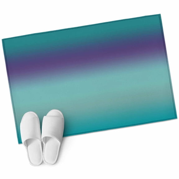 Teal Purple Ombre Bathroom Rug Washable 2x3 Entryway Rug Non Slip Modern Gradient Abstract Art Front Door Mat Low Pile Indoor Doormat Throw Floor Carpet for Kitchen Bedroom Entrance