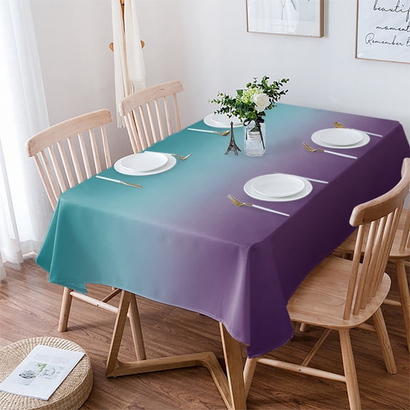 Teal Purple Ombre Tablecloth Rectangle Table Cloth 60x102 , Waterproof Tablecloth Outdoor Table Cloth, Turquoise Gradient Modern Abstract Art Washable Table Cover for Kitchen Dining Party