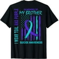 thumbnail image 1 of Teal Purple Ribbon Suicide Awareness Flag Brother Back Print T-Shirt, 1 of 4