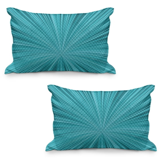 Teal Quilted Pillowcover Set of 2, Abstract Vortex Design with Fireworks Celebration Monochrome Art, Standard Queen Size Pillow Cover for Bedroom, 30" x 20", Turquoise Teal, by Ambesonne