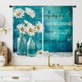thumbnail image 1 of Teal Quotes Daisy Kitchen Curtains 2 Panels 27.5W x 39H Rod Pocket Motivational Blue Flower Floral Inspirational Plant Small Short Door Decor Laundry Window Drapery Treatment, 1 of 6