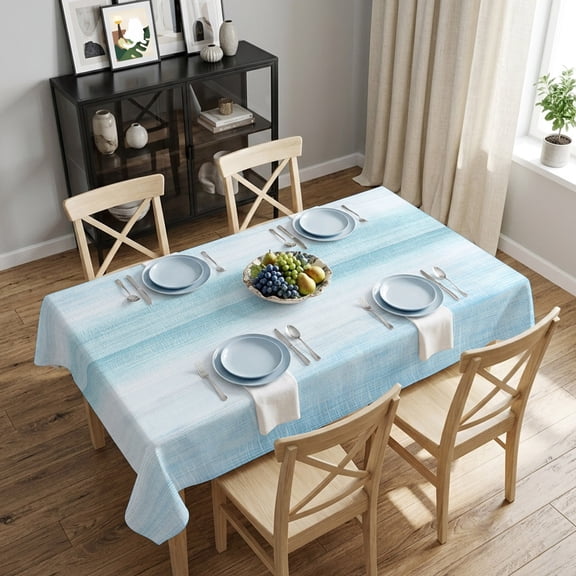 Teal Rectangle Tablecloth 52x70 Inch Abstract Gradient Texture Waterproof Polyester Table Cover, Washable Stain Resistant Tablecloth for Dining Table Kitchen Wedding