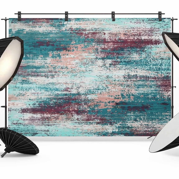 Teal Red Backdrop for Photography, Abstract Smoky Texture Distressed Mottled Ink Art Photo Backdrop Portrait Background Party Banner Photo Backgrounds for Studio Booth Props, 7x5ft