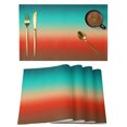 thumbnail image 1 of Teal Red Brown Ombre Placemats Set of 8 Contemporary Gradient Abstract Place Mats Indoor Wipeable Table Mats Washable Cloth Dining Table Placemats for Kitchen Holiday Party Home Decor 13x19 Inch, 1 of 9