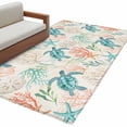 thumbnail image 1 of Teal Red Coastal Area Rugs Collection 2.7'x5', Retro Beach Nautical Sea Turtle Coral Non Slip Indoor Rectangle Throw Runner Rug Floor Mat Carpet for Living Room Dining Table Bedroom Nursery, 1 of 9