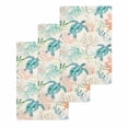 thumbnail image 1 of Teal Red Coastal Kitchen Dish Towels for Drying Dishes Set of 3, Retro Beach Nautical Sea Turtle Coral Waffle Weave Microfiber Hand Tea Bathroom Towels Quick Dry & Absorbent Towel 15.7x23.6, 1 of 7