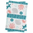 thumbnail image 1 of Teal Red Coastal Kitchen Towels Set of 2, Water Absorbent Dish Towel, Ocean Nautical Starfish Coral Striped Decorative Hand Towels - Quick Drying Cloth for Cooking Baking, 18x28 Inch, 1 of 8