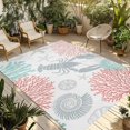 thumbnail image 1 of Teal Red Coastal Outdoor Rug 3x5 Ft - Reversible Patio Rug Outdoor Camping Rugs, Summer Lobster Coral Nautical Washable Indoor Outdoor Area Rugs, Non-Slip Outdoor Carpet Runner for Deck/Porch, 1 of 8