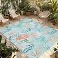 thumbnail image 1 of Teal Red Coastal Outdoor Rug for Patio/Deck/Porch, Non-Slip Large Area Rug 6 x 9 Ft, Nautical Seahorse Beach Coral Starfish Indoor Outdoor Rugs Washable Area Rugs, Camping Rug Carpet Runner, 1 of 8