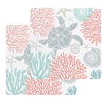 thumbnail image 1 of Teal Red Coastal Turtle Kitchen Dish Towels for Drying Dishes Set of 2, Ocean Coral Nautical Waffle Weave Microfiber Hand Tea Bathroom Towels Quick Dry & Absorbent Towel 12x12, 1 of 7