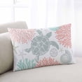 thumbnail image 1 of Teal Red Coastal Turtle Throw Pillow Cover, Pillowcase Protectors with Zipper, Breathable Decorative Lumbar Pillow Case Cover, Ocean Coral Nautical Pillow Shams for Couch Sofa 12x20Inch, 1 of 8