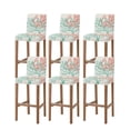 thumbnail image 1 of Teal Red Coral Bar Stool Covers Set of 6, Summer Ocean Nautical Coastal Rustic Burlap Stretch Bar Chair Covers with Backs, Removable Pub Counter Height Chair Cover for Kitchen Dining Room Cafe, 1 of 7
