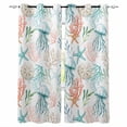 thumbnail image 1 of Teal Red Jellyfish Coastal Blackout Curtains 96 Inches Long, Summer Beach Coral Starfish Nautical Thermal Insulated Black Out Curtains, Darken Window Curtain for Bedroom Living Room 52"x96" 2 Panels, 1 of 9