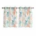 thumbnail image 1 of Teal Red Jellyfish Coastal Kitchen Curtains Window Panels, Nautical Beach Coral Starfish Insulated Window Treatment Curtain, Grommet Curtains for Bedroom/Living Room/Bathroom, 2 Piece 42"Wx45"L, 1 of 8