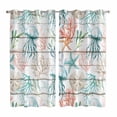 thumbnail image 1 of Teal Red Jellyfish Coastal Kitchen Curtains Window Panels, Vintage Beach Coral Starfish Nautical Insulated Window Treatment Curtain, Grommet Curtains for Bedroom/Living Room, 2 Piece 52"Wx84"L, 1 of 8