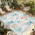 thumbnail image 1 of Teal Red Jellyfish Coastal Outdoor Rug 3x5 Ft - Reversible Patio Rug Outdoor Camping Rugs, Summer Beach Coral Starfish Nautical Indoor Outdoor Area Rugs, Non-Slip Outdoor Carpet Runner for Deck/Porch, 1 of 8