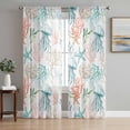 thumbnail image 1 of Teal Red Jellyfish Coastal Sheer Curtains 72 Inch Length 2 Panels for Living Room, Summer Beach Coral Starfish Nautical Voile Kitchen Curtain Set, Luxury Privacy Drapes Window Treatment for Bedroom, 1 of 7