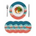 thumbnail image 1 of Teal Red Ocean Waves Round 13 Inch Placemats Set of 4, Summer Beach Coastal Abstract HeatResistant Non Slip Place Mats for Dining Table, Wipeable Braided Kitchen Table Mats for Housewarming, 1 of 9