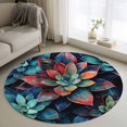 thumbnail image 1 of Teal Red Ombre Succulent 3ft Area Rug, Abstract Art Botanical Washable Non-Slip Small Round Rugs for Entryway Bedroom Kitchen, Soft Circle Carpet for Dining Room, Playroom Nursery Rug, 1 of 9