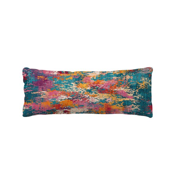 Teal Red Yellow Copper Rust Body Pillow Cover 20 x 60 Inch Decorative Pillow Cover Abstract Vintage Mottled Art Lumbar Pillowcase Seasonal Rectangle Cushion Case for Couch Sofa Bed Living Room