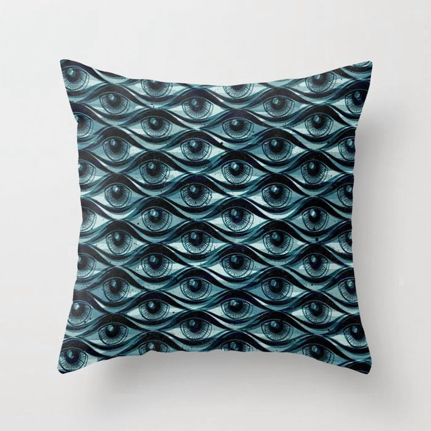 Tech Repeat Pattern Teal Repeating Eye Pattern Polyester Velvet Throw Pillow Cover Only ...