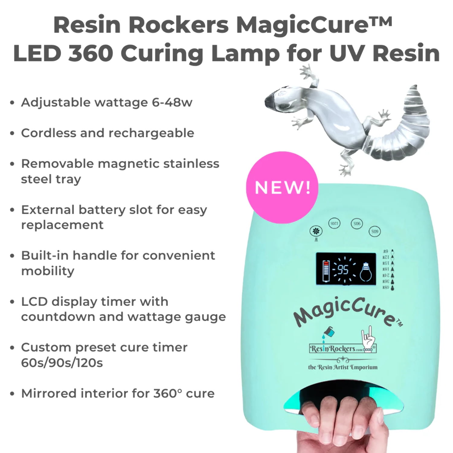 Teal Resin Rockers MagicCure™️ LED 360 Curing Lamp for UV Resin