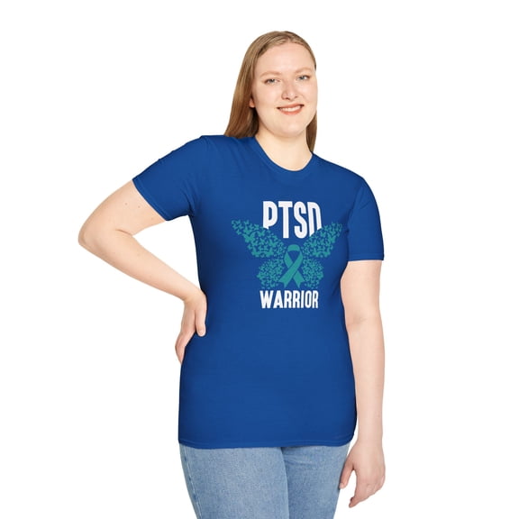 Teal Ribbon, Gildan Unisex Softstyle T-Shirt, PTSD Graphic Tee, S-3XL
