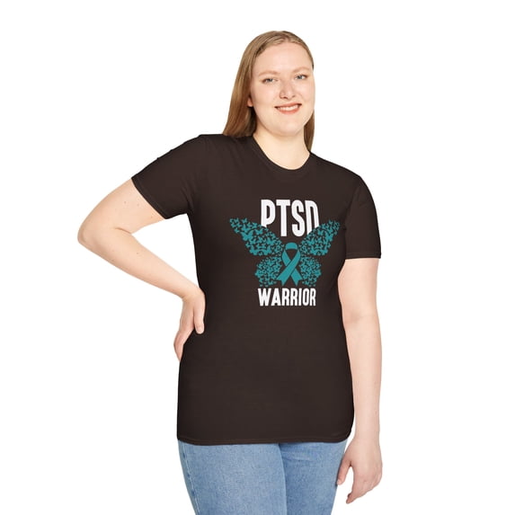 Teal Ribbon, Gildan Unisex Softstyle T-Shirt, PTSD Graphic Tee, S-3XL
